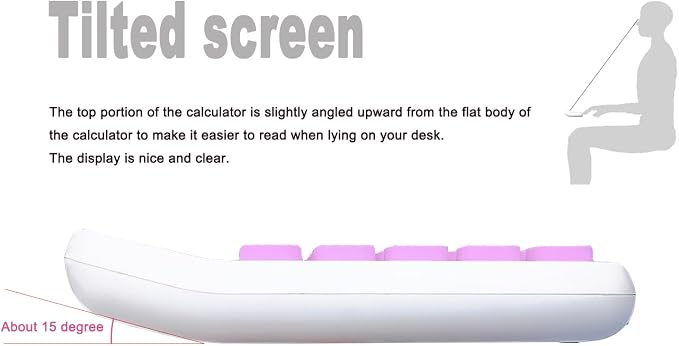 Lofree Calculator, Clicky Calculator(White and Purple) | Large LCD Display 8 Digit Tilt Screen and Big Button for Teachers Students Basic Office