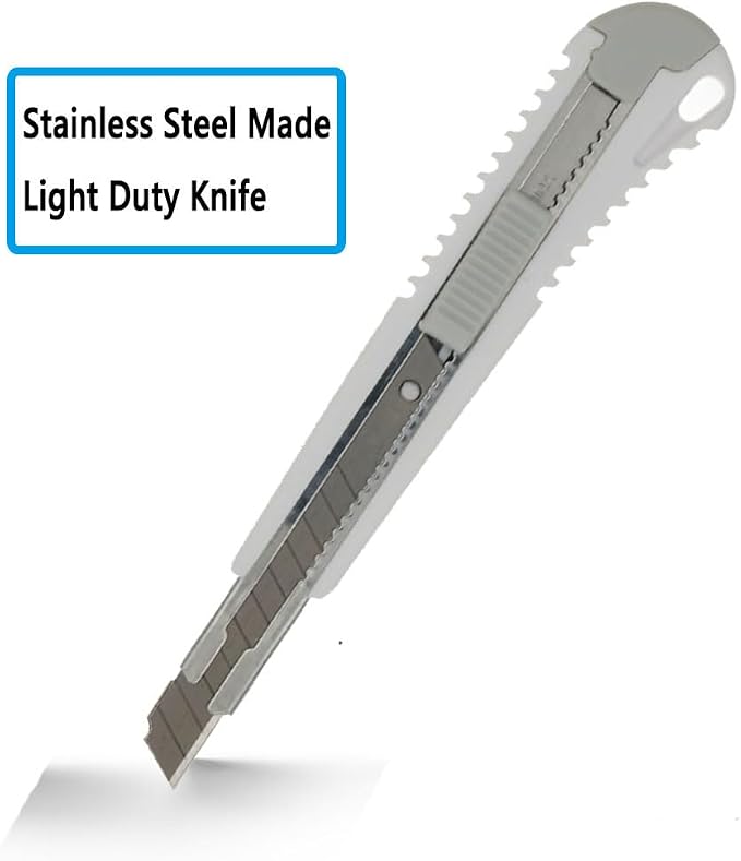 9mm Snap Off Utility Knife 3 Pack High Hardness Retractable Box Cutters with 30 Pcs Snap Off Blades,Package Cutter 9mm Knife for Home Office Workstation,White