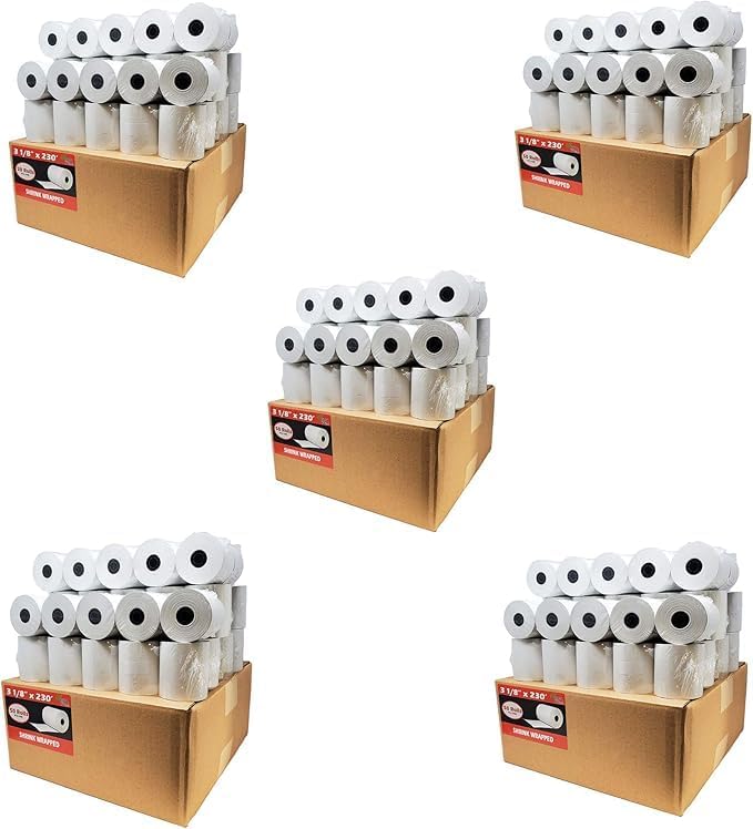 BPA Free Thermal Paper (500 Rolls) 3 1/8 x 230 Receipt Rolls fits all Clover POS Cash Register Printers, Star Micronics SCP700 TSP100 TSP300 TSP400 (BPA Free) from BuyRegisterRolls
