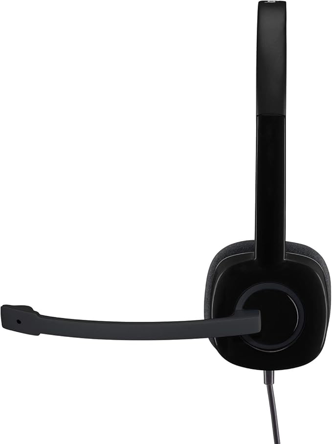 Logitech H151 Wired Headset, Analog Stereo Headphones with Rotating Noise-Cancelling Microphone, 3.5 mm Audio Jack, in-Line Controls, PC/Mac/Laptop/Tablet/Smartphone - Black