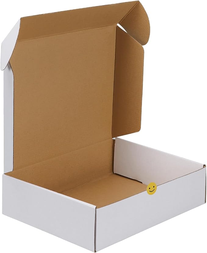 HORLIMER 12x9x4 inches Shipping Boxes Set of 1, White Corrugated Cardboard Mailer Box for Packing, Mailing, Small Business