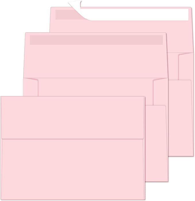 A2 Envelopes 100 Pack Envelopes for Invitations（Pink） | Self Seal Envelope for 4.25x5.5 Cards,4 3/8" x 5 3/4" Envelopes For Postcards, Photos，RSVP, Greeting Cards