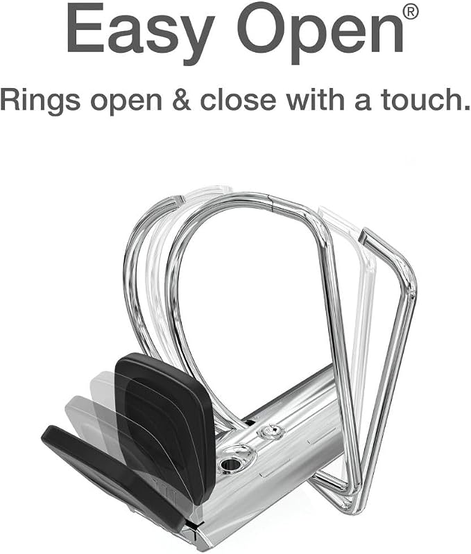 Cardinal 3 Ring Binder, 1.5 Inch Premier Easy Open Binder, ONE-TOUCH Locking Slant-D Rings, 400-Sheet Capacity, ClearVue Cover, PVC-Free, Black (10311)