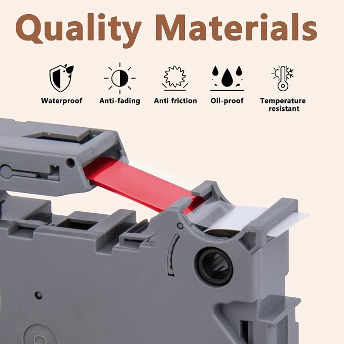 Hehua TZ242 3PK Compatible for Brother 18mm Label Maker Tape Red on White | 3/4 inch;3/4';0.7';0.7 inch;TZe 141;Red on White;18mm Label