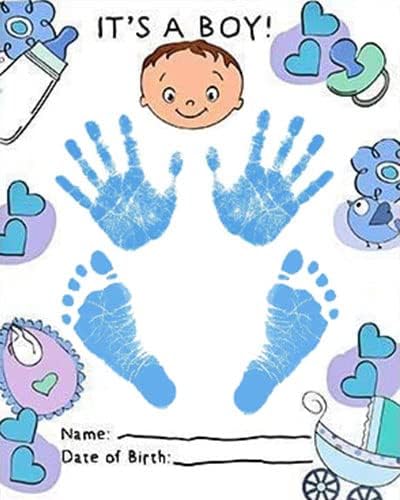 ReignDrop Ink Pad For Baby Footprint & Handprint - Creates Impressive Long Lasting Keepsake Stamp for Infant & Kids. Smudge Proof, Easy to Wipe Off Skin, Safe & Gentle Acid Free(Sky Blue)