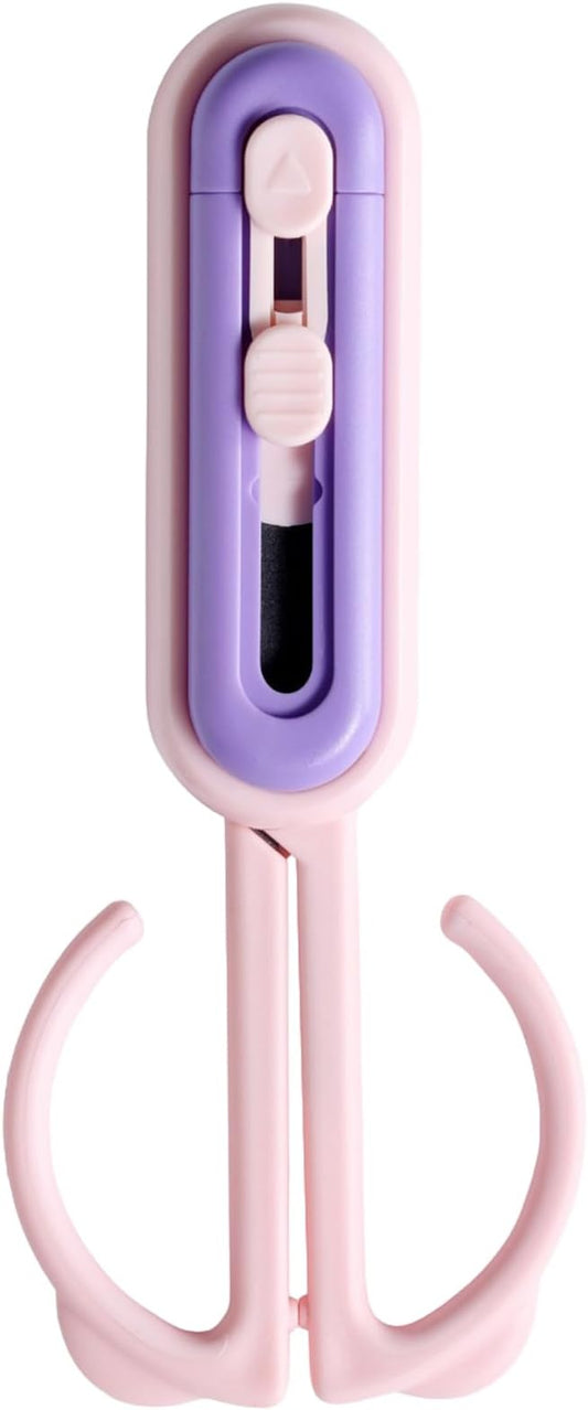 Magnetic Scissors and Box Cutter Set - Retractable Utility Knife with Serrated Blade, Non-Stick Fluorine Coating, Safe and Always Handy for Kitchen and Office Use (Pink Purple)