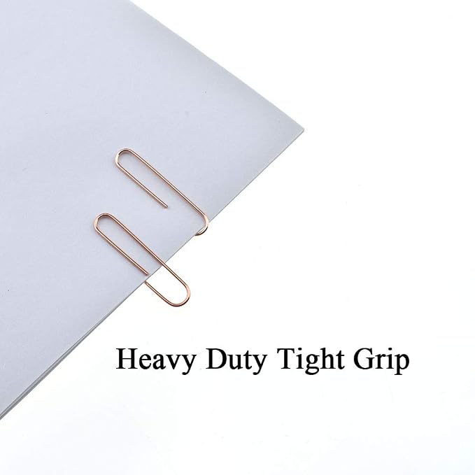 HAHIYO Paper Clips Large Sturdy 2 inches Length 70 Pack Paperclips Heavy Duty Tight Grip Rust Proof Reusable Metal Bright Rose Gold for Home Office School