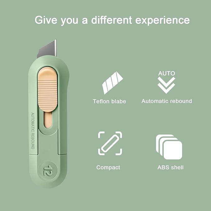 Left Handed Box Cutter,Retractable Box Opener, Package Opener, Easy Slide Retractable Cute envelope opener for opening daily express boxes, envelopes, packages, paper tapes and more
