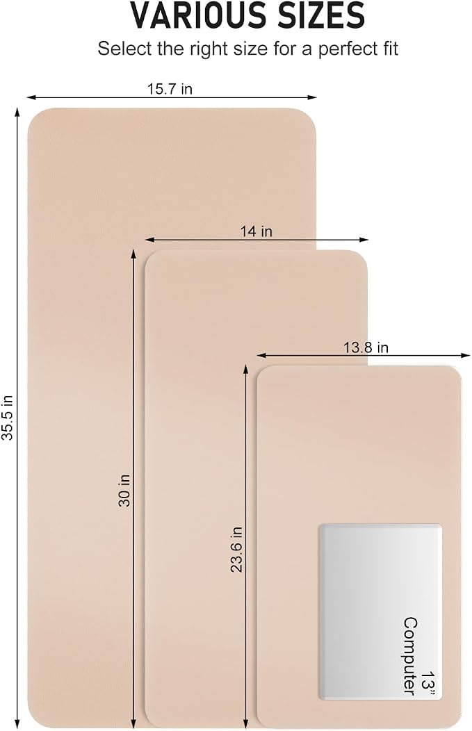 Desk Pad, 35.5" x 17" PU Leather Non-Slip Desk Mat Large Mouse Pad for Desktop, Waterproof Laptop Computer Writing Mat for Office, Home, Work, Gaming, Flesh Pink