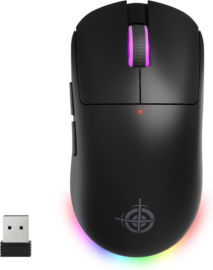 MAGIC-REFINER G6 Wireless Gaming Mouse,24000 DPI Adjustable,72g Lightweight Mouse,1000Hz Polling Rate,Tir-Mode BT/2.4G/ Wired Gaming Mouse,750mAh Battery,with Grip Tape for Gamer/Office/PC/Mac,Black