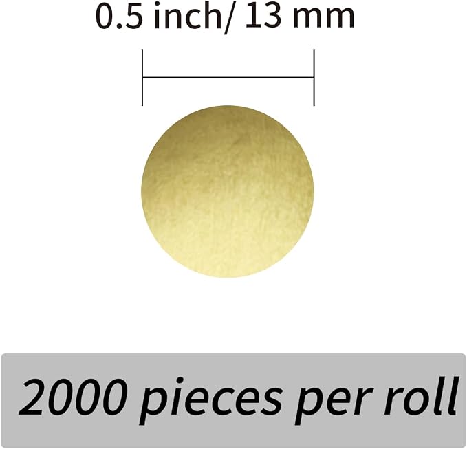 2000 Pieces 0.5 Inch Round Color Coding Labels,Circle Dot Stickers Used for Classroom Office and More,with Perforation Line (1 ROLL,Gold)
