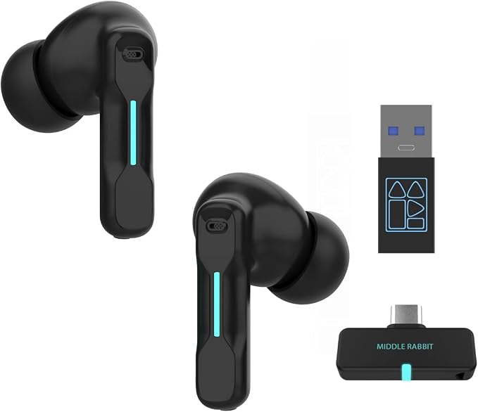 SW4 Pro Wireless Earbuds for PC/Computer/Laptop/Mobile - Dongle & Bluetooth - 20ms Low Latency - 4 Mics – Gaming - Work Headset/Headphones for Office