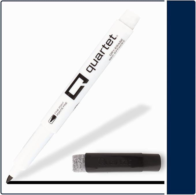 Quartet Dry Erase Markers, Fine Tip White Board Dry Erase Markers with DryGuard Ink Protection, Office Essentials, Black, 36 Pack (Q120Z01-R)