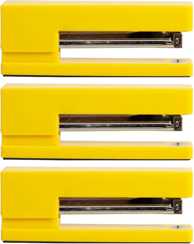 JAM PAPER Modern Desk Stapler - Yellow - 3/Pack