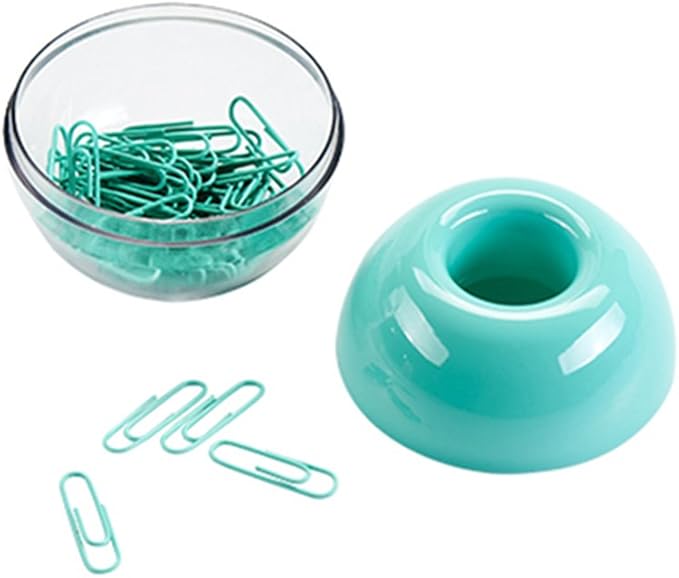 100pcs 28mm Mint Green Paper Clips Medium in Mint Paper Clips Dispensers Holder Paperclips Storage Case for Desk Organizer Accessories (Mint Green)