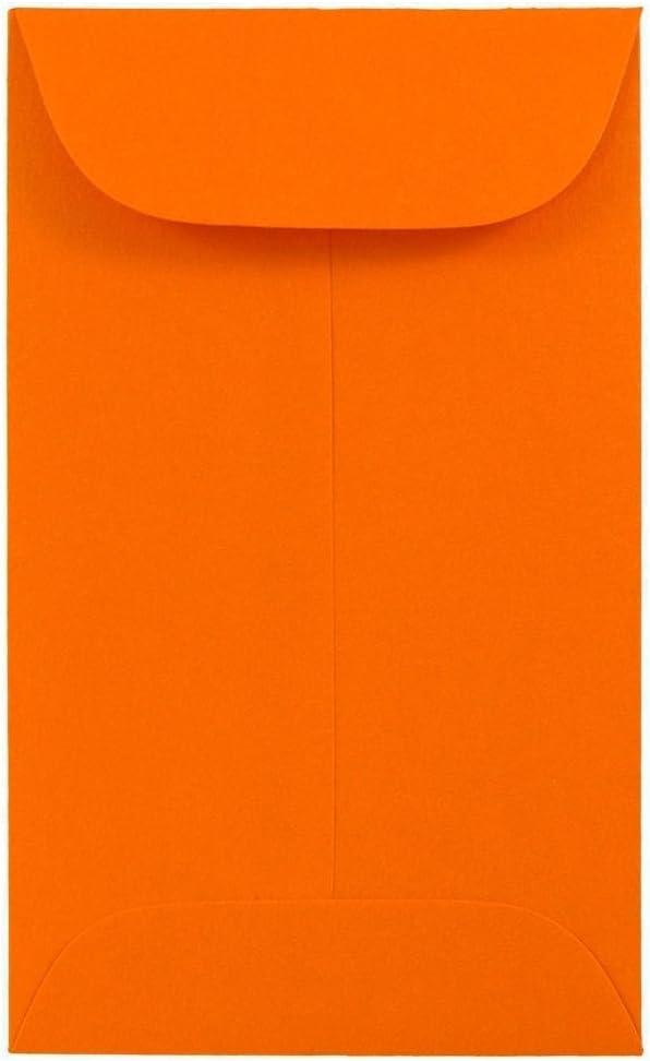 JAM PAPER #3 Coin Business Colored Envelopes - 2 1/2 x 4 1/4 - Orange Recycled - 50/Pack