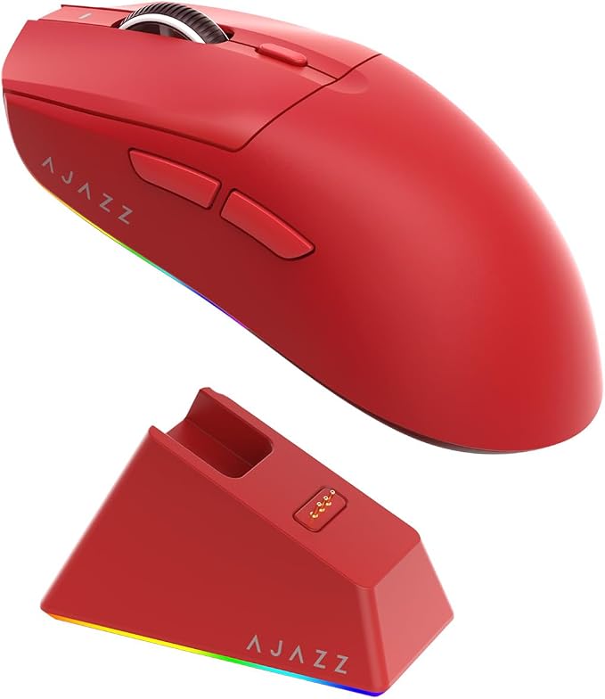AJ139 V2 MC Wireless Gaming Mouse 2.4G Wired/Bluetooth | RGB Magnetic Charging Dock | Lightweight Design | 12K DPI | 500mAh Battery | PAW3311 Sensor | 5 Programmable Buttons, Compatible with PC/Mac