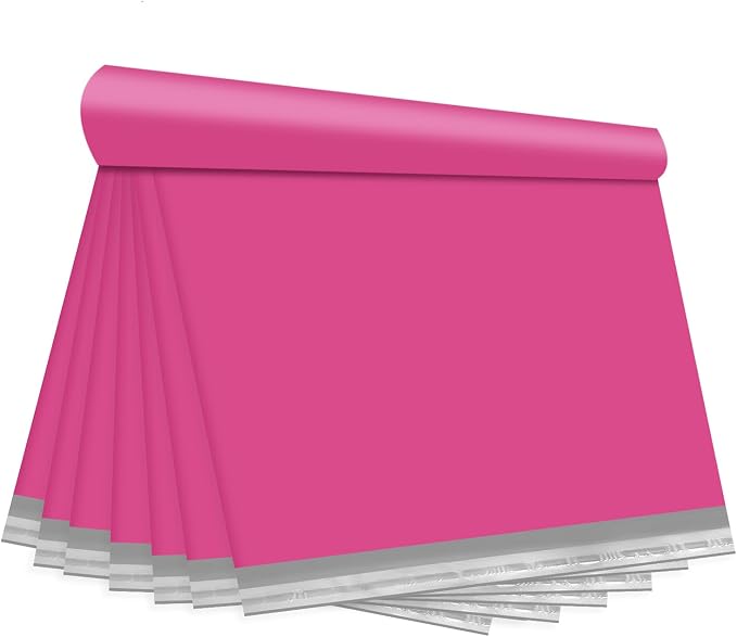 Pink Poly Mailers 14.5x19 in, Shipping Bags, 500 Pcs | Bulk poly mailers and mailer bags for shipping clothes; large shipping envelopes for packing shirts and hoodies.