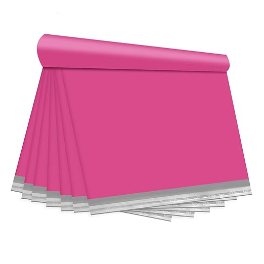 Pink Poly Mailers 14.5x19 100 Pcs, Cute Waterproof Shipping Bags with Self-Seal Adhesive, Durable Tear-Resistant Shipping Envelopes for Clothing