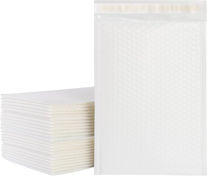 50 Pack White Bubble Mailers 8.5x12 Inch Poly Padded Envelopes Self-Seal Bubble Mailer Shipping Envelopes for Shipping Clothes, Packing