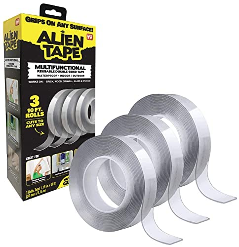 Heavy Duty Double Sided Tape, Nano Tape, Feet Clear Adhesive Tape for Poster Photo Wall Decor As Seen on TV, (4 Rolls - 20 Feet Total)