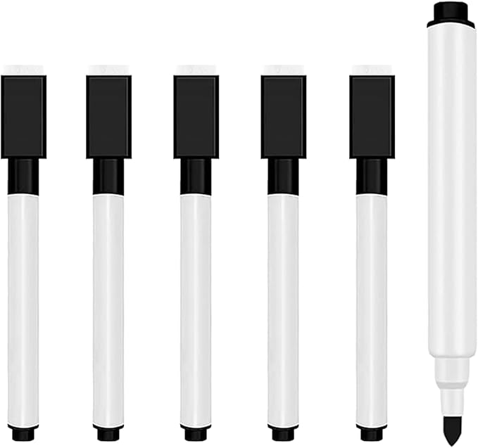 5 Pcs Black Dry Erase Markers Magnetic Dry Erase Marker with Eraser Cap Mini Dry Erase Markers for Whiteboard (5)