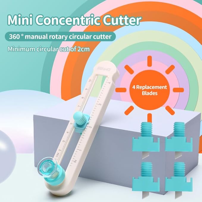 Circle Cutter, Kaluofan Circle Paper Cutter with 4PCS Replacement Blades, Adjustable Any Size 2-20CM DIY Circle Cutters for Crafts, Come with Bottom Blade Guard, Easy Operation and Smooth Cutting