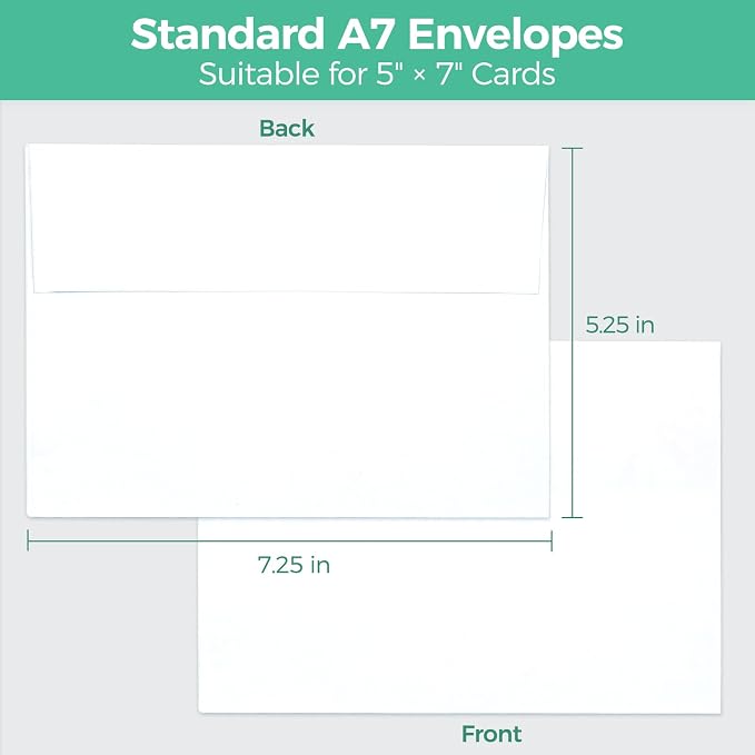 Ohuhu A7 Printable White 5x7 Self-Seal Envelopes 1000-Pack | Bulk A7 5.25 x 7.25 Inches Envelopes for 5x7 Cards Christmas Cards Wedding Invitations, Photos, Graduation, Baby Shower