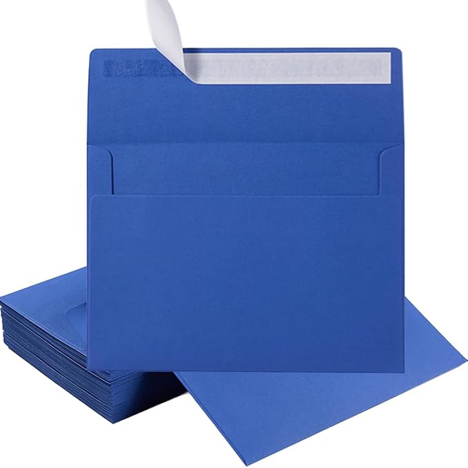 100 Pack A7 Envelopes Self-Adhesive, 5.24 x 7.21 Inches, Blue | 5x7 Envelopes For Invitations, 5x7 Greeting Cards