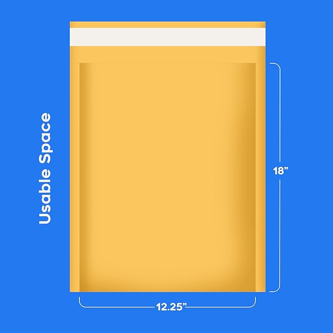 The Boxery 12.5”x19” Kraft Bubble Mailers | 50 Padded Envelopes Included - Self Sealing Shipping Bags -#6