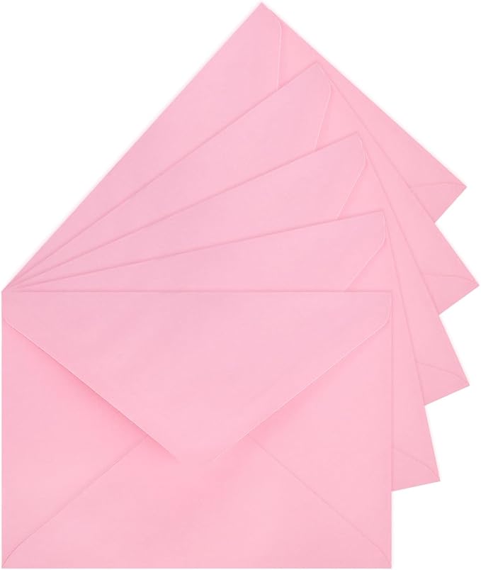 50 Pack A7 Envelopes, Pink Greeting Card Envelopes Self Seal, 5.24 x 7.24 in Envelopes for Birthday Graduation Baby Shower Wedding Invitation Cards