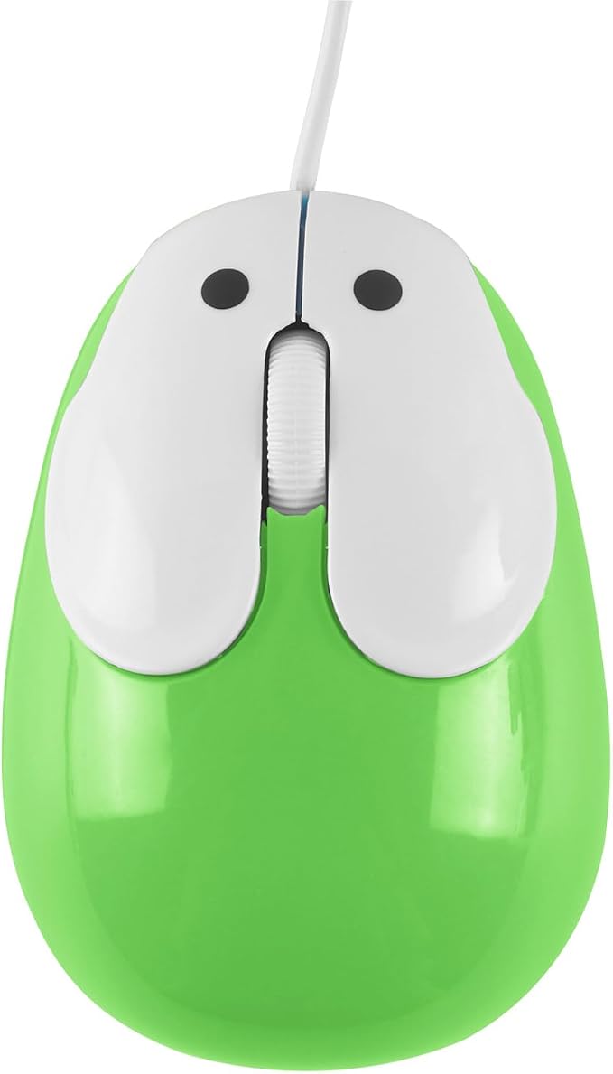 Cute Wired Mouse, Small Rabbit Shape USB Wired 1600 DPI Optical Mice Computer Mouse, Portable Corded Mice for Travel, Office, Home, Laptop, Computer (Green)