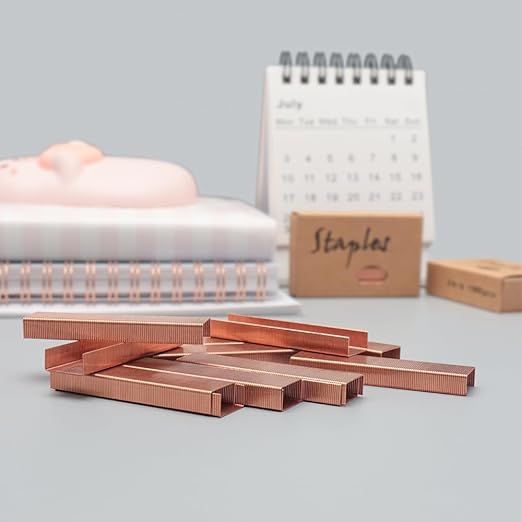NatSumeBasics 3000 Rose Gold Staples 26/6 Standard Colored Staple Refill for Desk Stapler, 1000 Per Pack, Total 3 Pack Staples (Rose Gold)