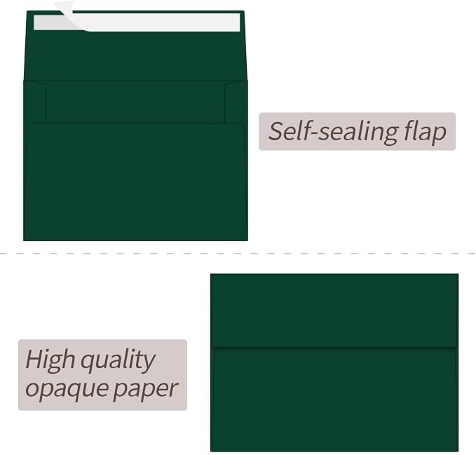 100 Packs Green 4x6 Envelopes for Invitation A6 Small Envelope | A6 envelopes self seal,for 4x6 cards weddings invitations greeting cards photos,printable,120g durable thick paper