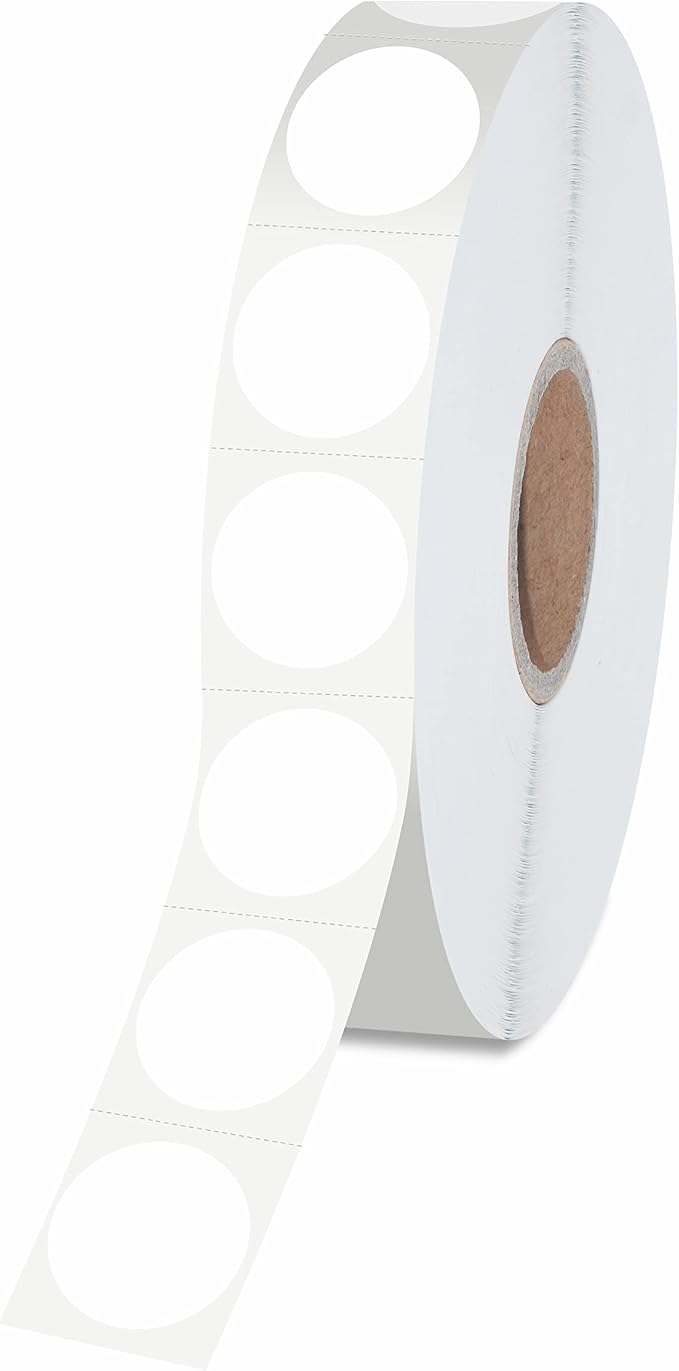 1500 PCS Round White Color Code Dot Stickers, Permanent Inventory Labels with Perforation Line in a Roll for Office, Retail, Home, Classroom, Warehouse(1/2” in Diameter)