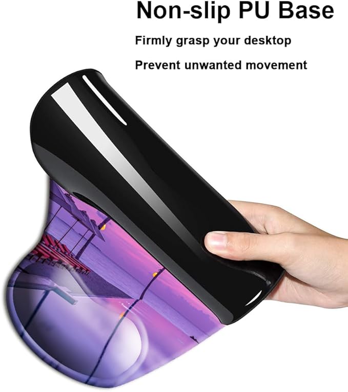 HOPONY Ergonomic Mouse Pad with Wrist Support Gel Mouse Pad with Wrist Rest, Comfortable Computer Pad for Laptop, Pain Relief Mousepad with Non-Slip Rubber Base, 9 x 10 in,Palms Beach