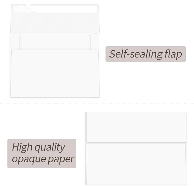 100 Packs White 4x6 Envelopes for Invitation A6 Small Envelope | A6 envelopes self seal,for 4x6 cards weddings invitations greeting cards photos,printable,120g durable thick paper