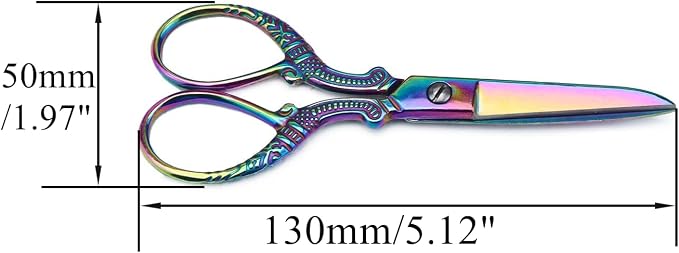 5" Small Vintage Scissors Rainbow Scissors All Purpose Metal Scissors Office Cutting Shears for Craft Supplies Home Desk Accessories