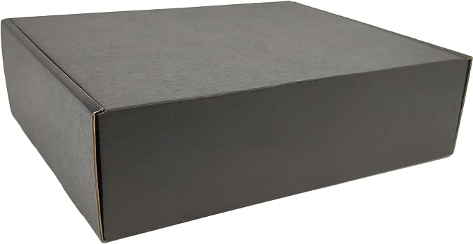 10x8x2.7 Shipping Boxes (25pcs) Black Mailer Corrugated Cardboard Box | for Packaging, Literature, Packing, Mailing, Storage, Small Business, Moving, Gift, Supplies, Quick Fold, Tab Locking