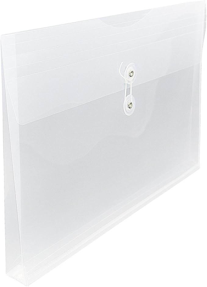 JAM PAPER Plastic Envelopes with Button & String Tie Closure - Legal Booklet - 9 3/4 x 14 1/2 - Clear - 12/Pack