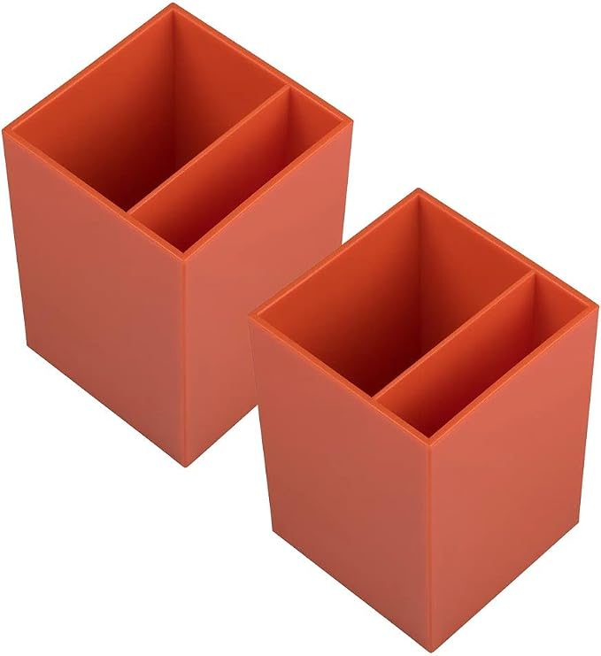 JAM PAPER Plastic Pen Holders - Orange Desktop Pencil Cups - 2/Pack