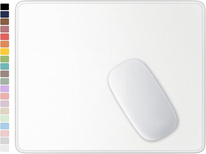 Hsurbtra Mouse Pad, Premium-Textured Square Mousepad 10.2 x 8.3 Inch, Stitched Edge Anti-Slip Waterproof Rubber Pretty Cute Computer Mat for Office Gaming Laptop Women Kids Ivory White