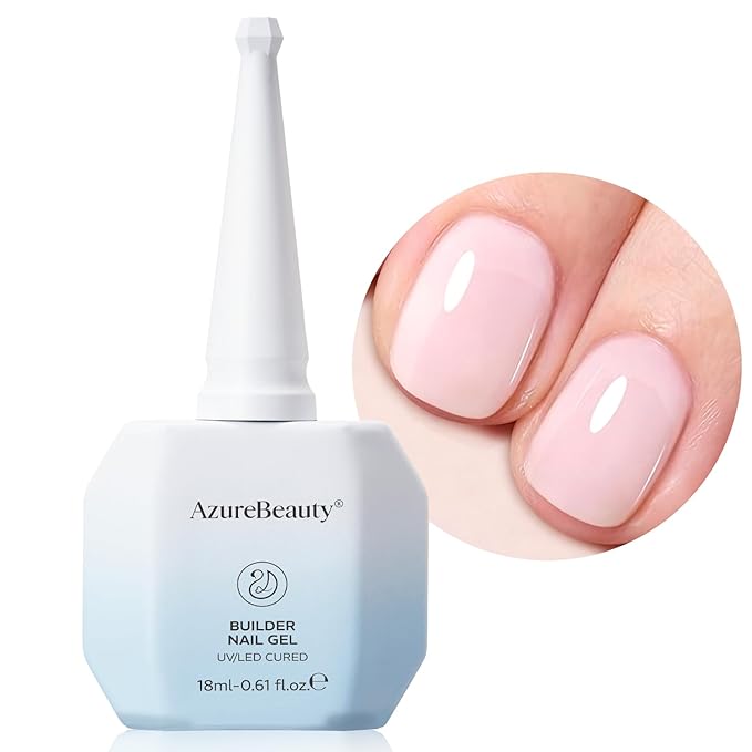 AZUREBEAUTY Builder Nail Gel, 18ml 7-in-1 Nude Pink, Beginner Friendly, 30-Day Nail Strengthener Extension Glue, For Home Salon DIY & Gifts