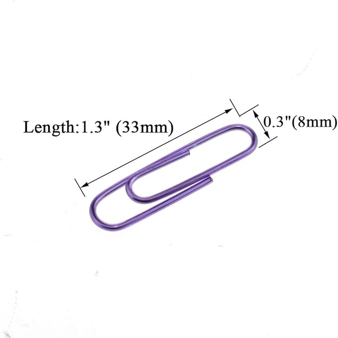HAHIYO Paper Clips 1.3" (33mm) Length Purple Paperclips Vinyl Coated Prevent Scratching Tearing The Pages Sturdy for Bookmark Organize Home Office School 120 Pack