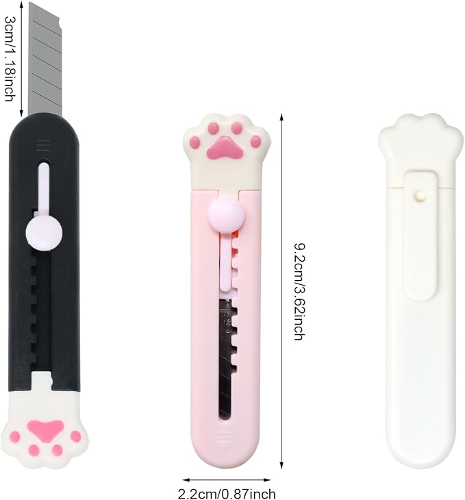 Honbay 6PCS Cat Paw Shaped Mini Utility Knives Creative Cute Animal Claw Letter Opener Portable Art Knife Retractable Envelope Knife Letter Opener Carton Opener Box Cutter
