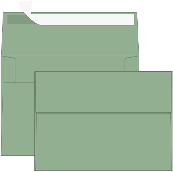 4x6 Green Envelopes For Invitation, A6 envelope 4.75 x 6.5 inch, 4X6 Envelopes for A6 cards,Self Seal envelopes for weddings, greeting cards,baby shower,photos,birthday (50, Green, A6)