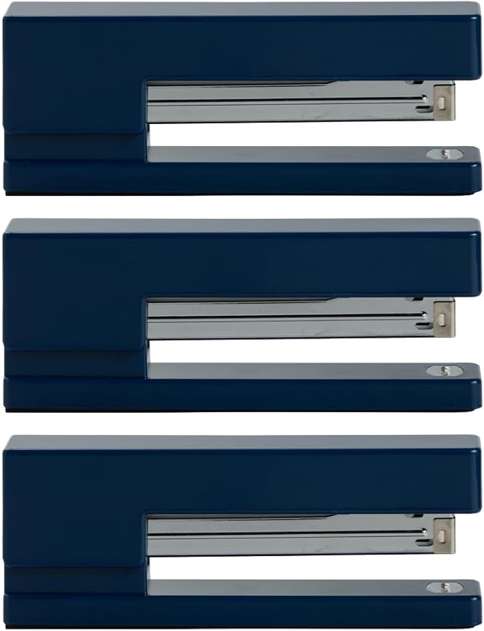 JAM PAPER Modern Desk Stapler - Navy Blue - 3/Pack