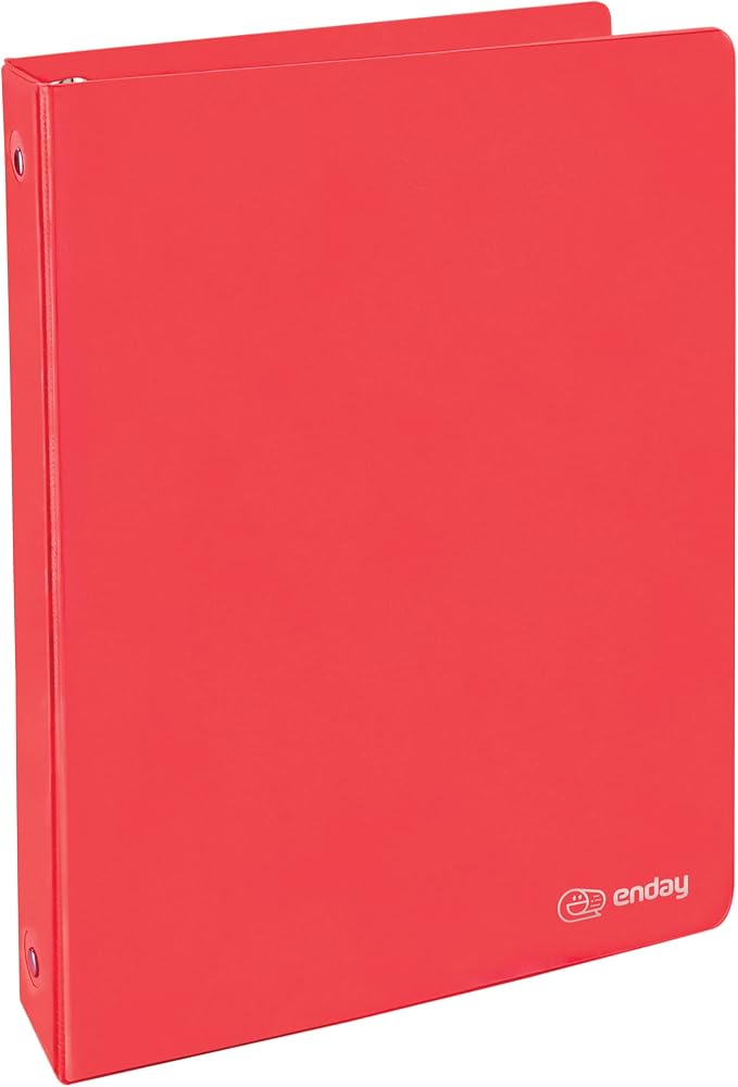 Enday 1 Inch Binder, Red 3 Ring Binder 1 Inch, Heavy Duty Three Ring Binder, 175 Sheets Capacity - One Inch Binder for Home School and Office