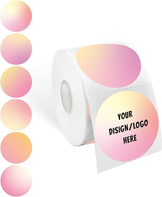 2 Inch Pink Round Thermal Sticker Labels, Self-Adhesive Circle Direct Thermal Labels, Multi-Purpose Roll Sticker Labels for DIY Logo Design, QR Code, Name Tag（ 600 Labels，1 Roll）