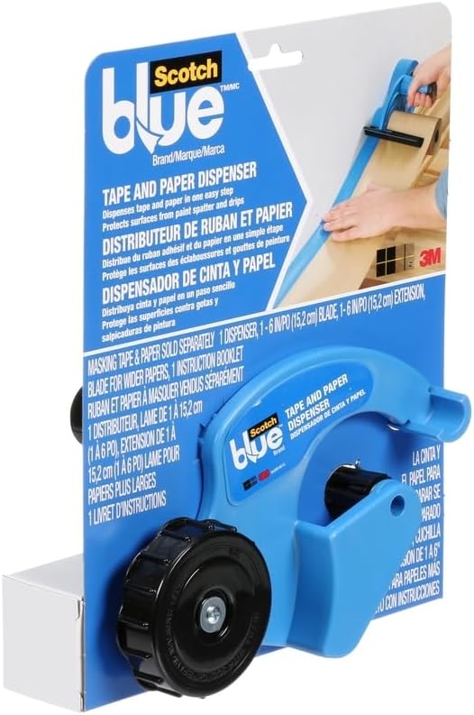 ScotchBlue Painter's Tape and Paper Dispenser, Applies Masking Paper with Painter’s Tape to Protect and Cover Surfaces, Tape Dispenser Includes Plastic Blade, Fits 12 Inch Masking Paper
